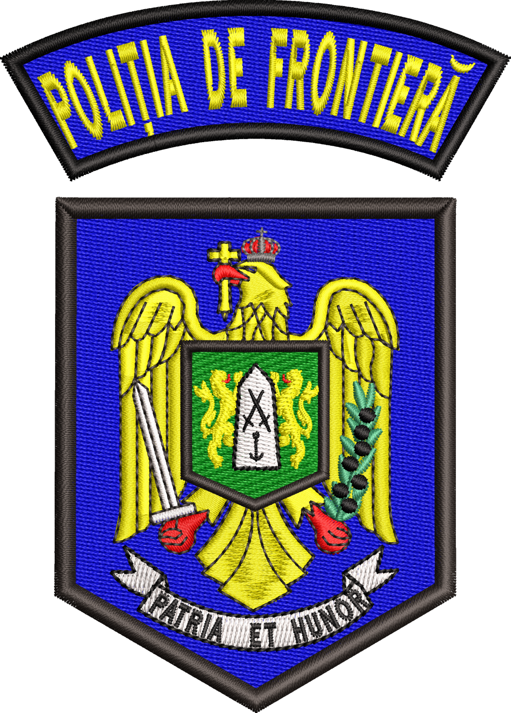 Emblema politia de frontiera romana IGPFR +  EMBLEMA TRICOLOR MANECA - VARIANTA 1